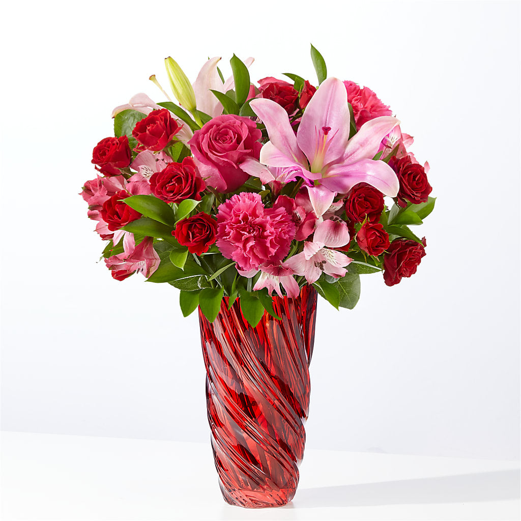 In Love Bouquet with Luxe Swirl Vase – Heavenly Plants, Regina SK