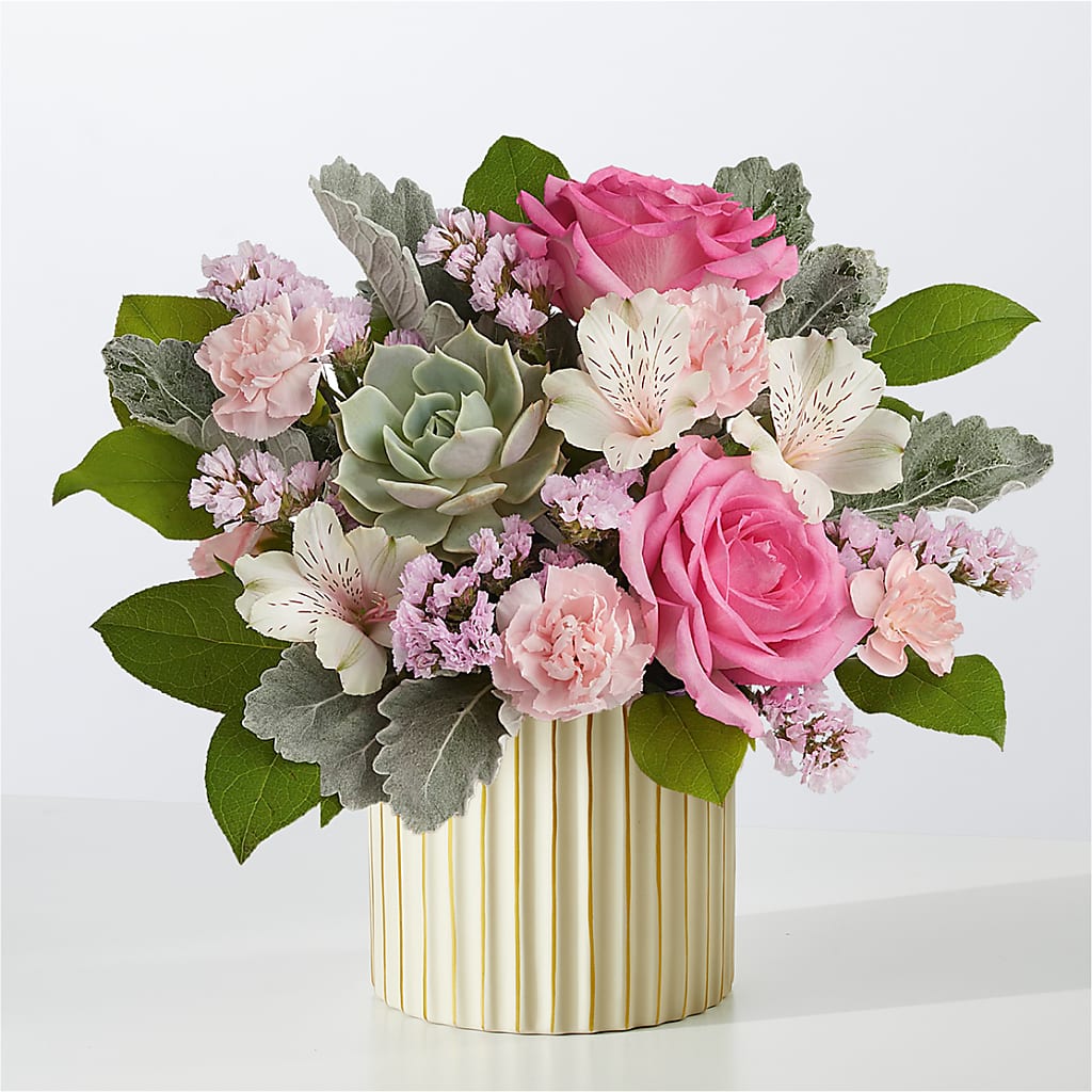 Dusty Rose Bouquet with Ivory Vase – Heavenly Plants, Regina SK