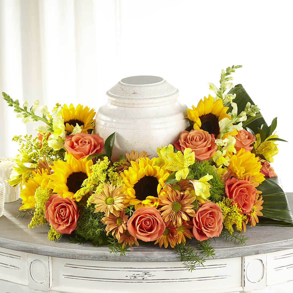Faithful Sunflower Cremation Adornment – Heavenly Plants, Regina SK