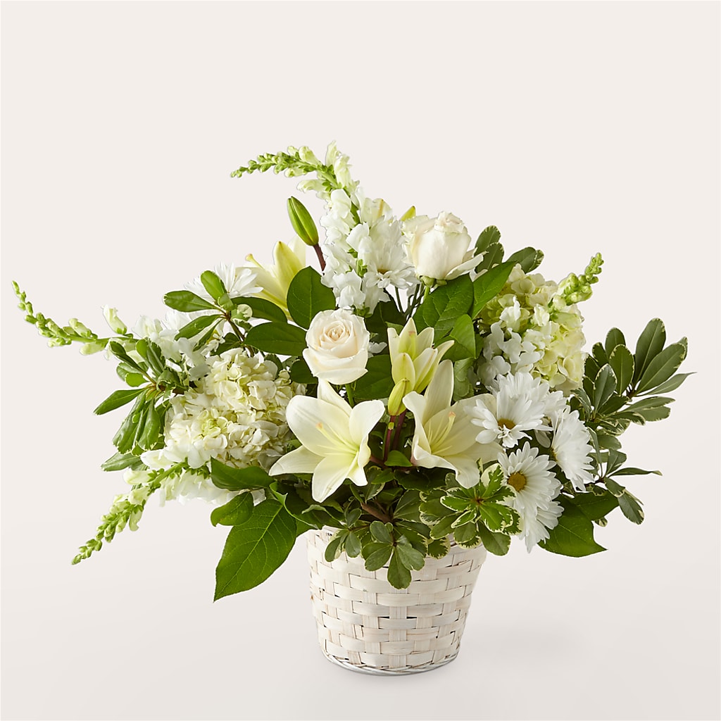 Ivory Elegance Floral Basket – Heavenly Plants, Regina SK