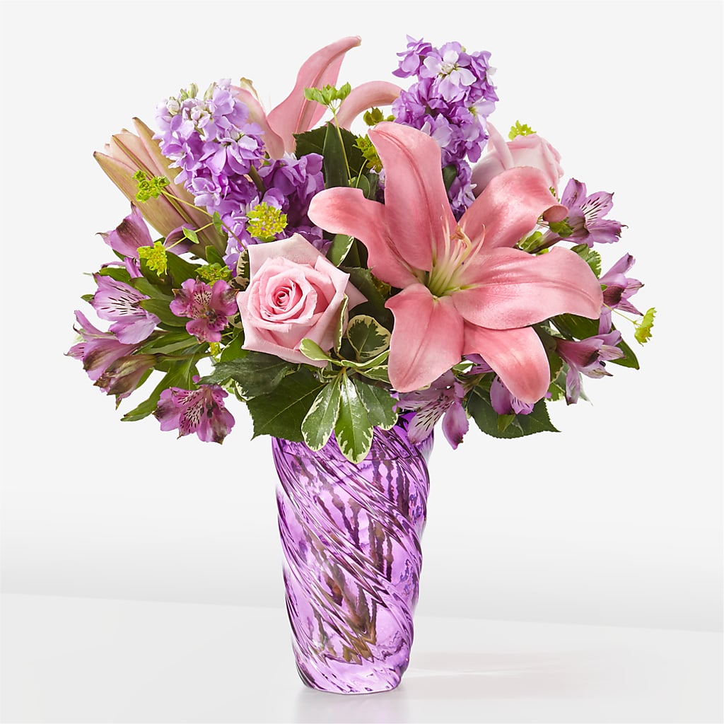 Precious Petals Bouquet with Luxe Swirl Vase – Heavenly Plants, Regina SK