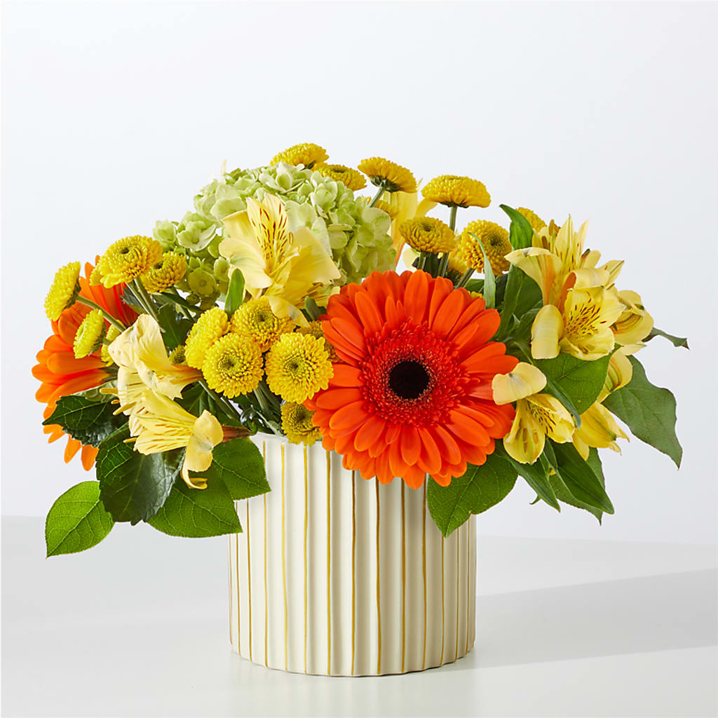 Autumn Sunshine Bouquet with Ivory Vase – Heavenly Plants, Regina SK