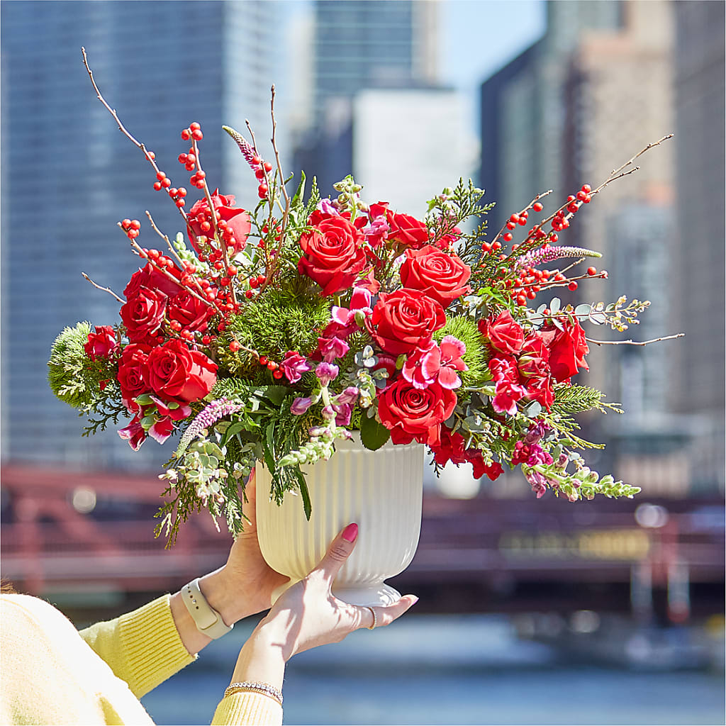 Big Red Bow Bouquet –  Heavenly Plants, Regina SK