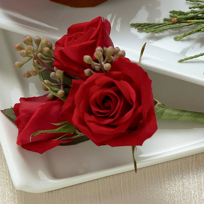 Red Spray Rose Boutonniere –  Heavenly Plants, Regina SK