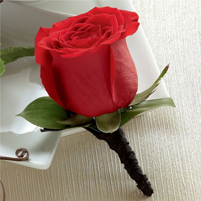 Red Rose Boutonniere –  Heavenly Plants, Regina SK