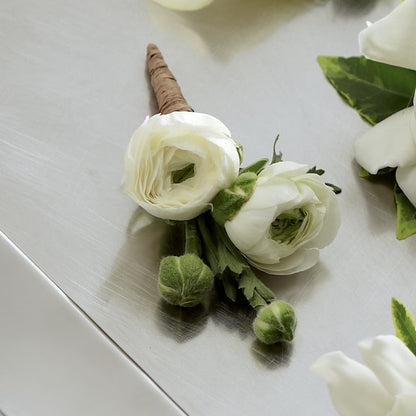 White Ranunculus Boutonniere –  Heavenly Plants, Regina SK